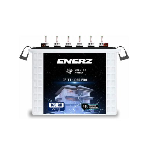 ENERZ 165Ah CP TT-1265 PRO Tall Tubular Inverter Battery – Long Life, Fast Charging, Built for Power Cuts (48-Month Warranty)