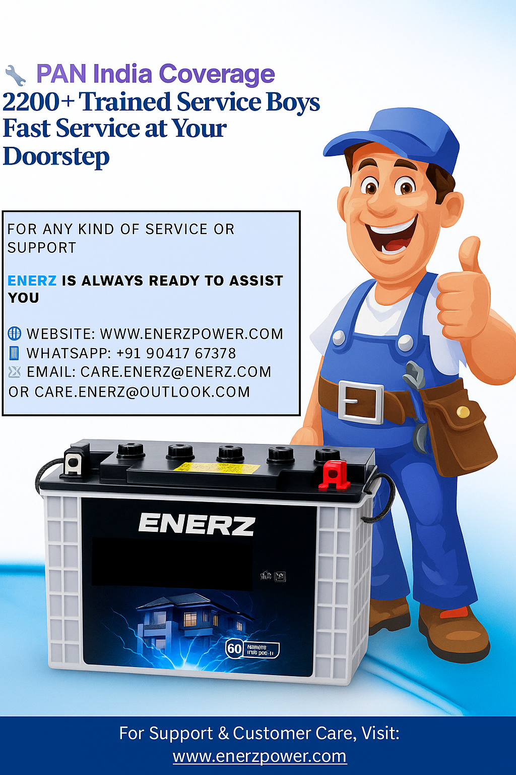 ENERZ 180Ah CP TT-1118 PRO Tall Tubular Inverter Battery – Long Life, Fast Charging, Built for Power Cuts (48-Month Warranty)